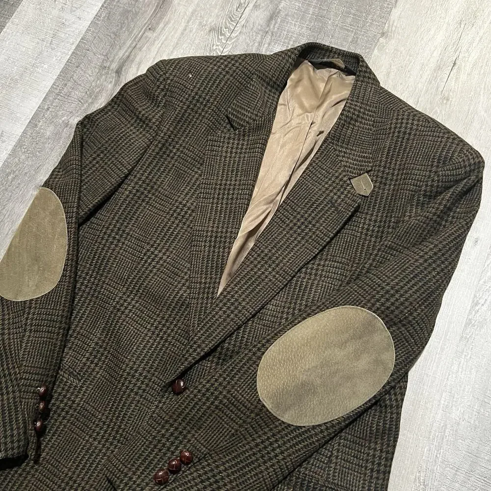 VTG Orvis Glen Plaid Wool Houndstooth USA Sportsman Shooting Blazer Jacket 42R
